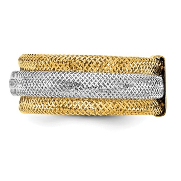 14k Two-tone Gold Mesh Ring - Picture 3 of 5